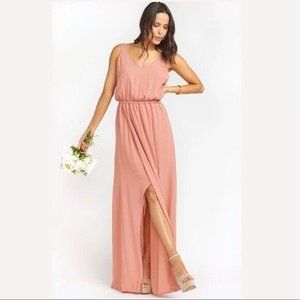 Show Me Your Mumu Kendall Maxi Dress V Neck Slit Blouson Rustic Mauve Pink S